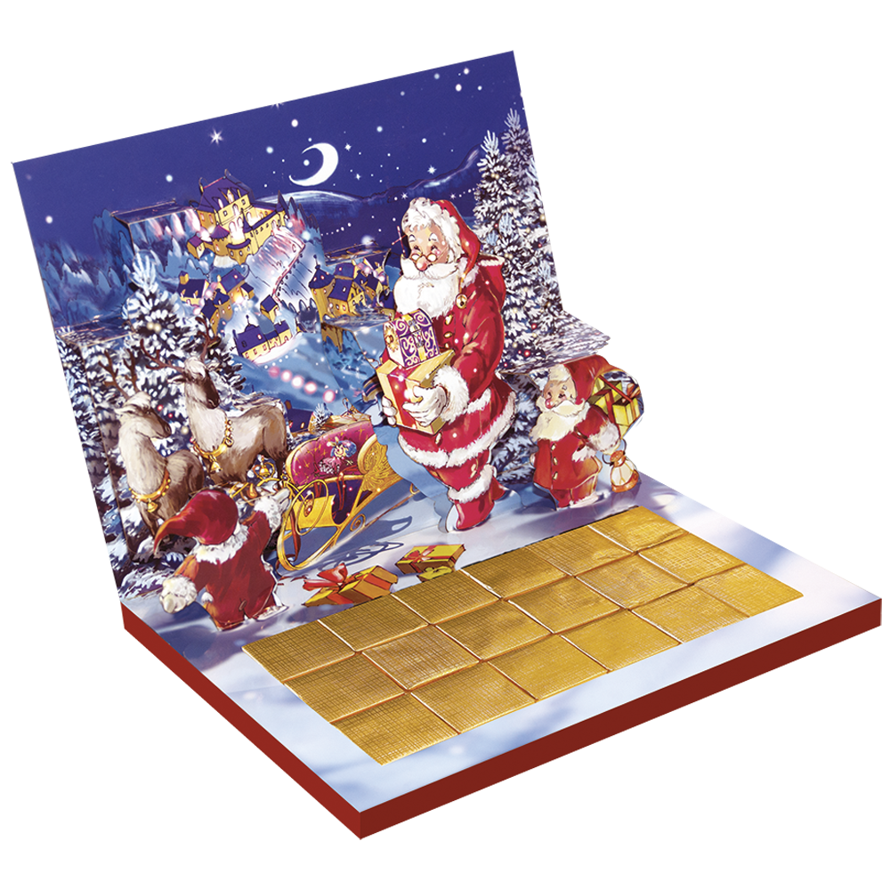 LA chocolacards avec 18 chocolats belges, modèle "Joyeux Noël"