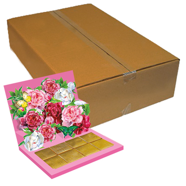 Caisse de 120 chocolacards Deliska "Roses"
