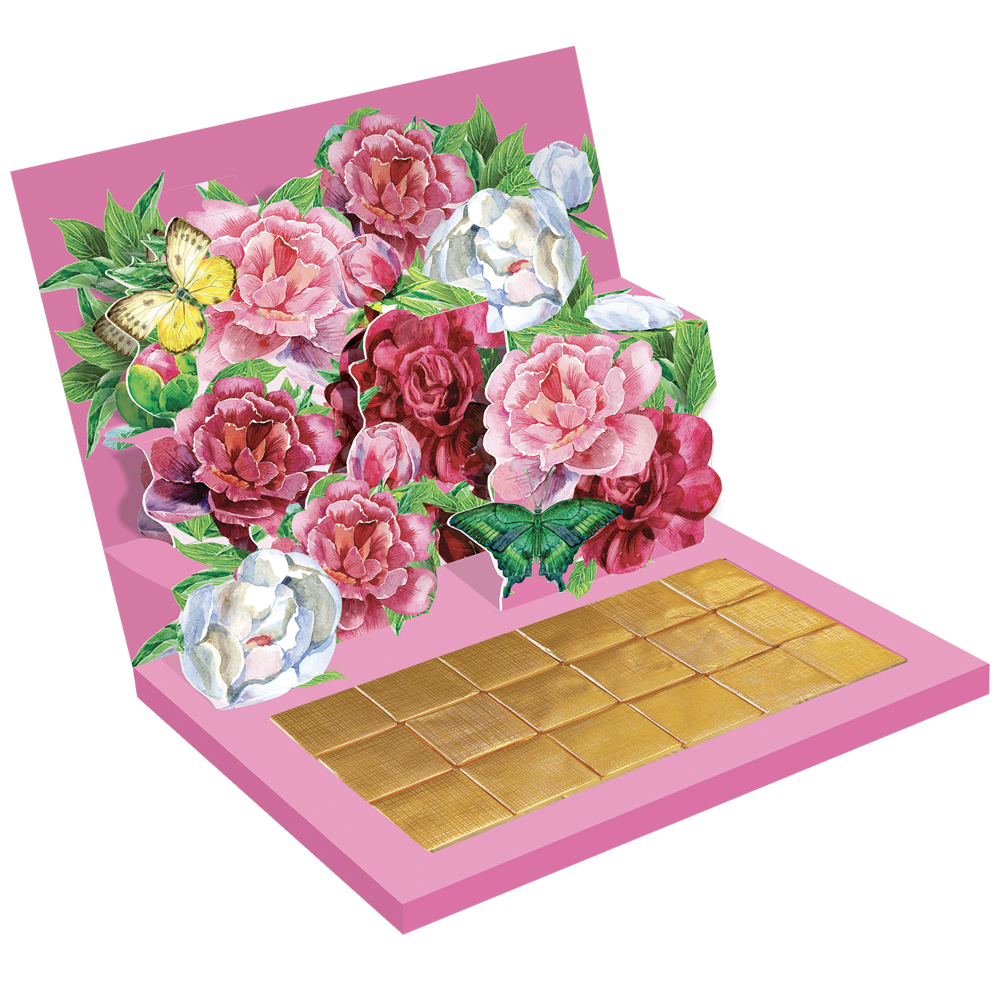 [BCB1R06H-OPFL002C013M02] LA chocolacards avec 18 chocolats belges, modèle "Roses"