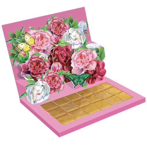 [BCB1R06H-OPFL002C013M02] LA chocolacards avec 18 chocolats belges, modèle "Roses"