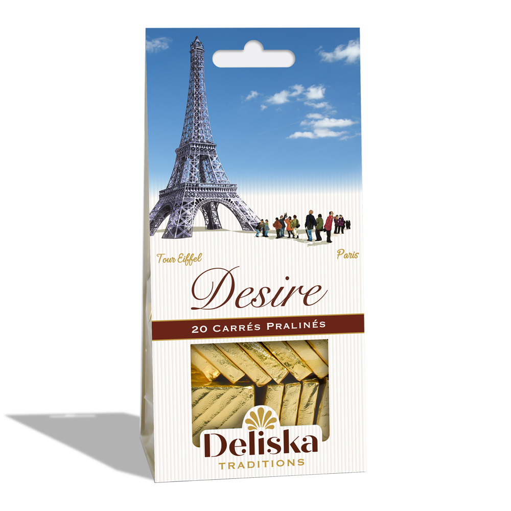 [DKP1P01C-OPTO003C016M01] pochette Desire de 20 pralinés belges, modèle "Tour Eiffel"