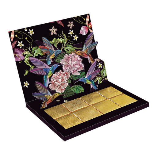 [BCB1R03H-OPAN002C015M02] chocolacards with 8 Deliska's chocolates design &quot;Hummingbirds&quot;