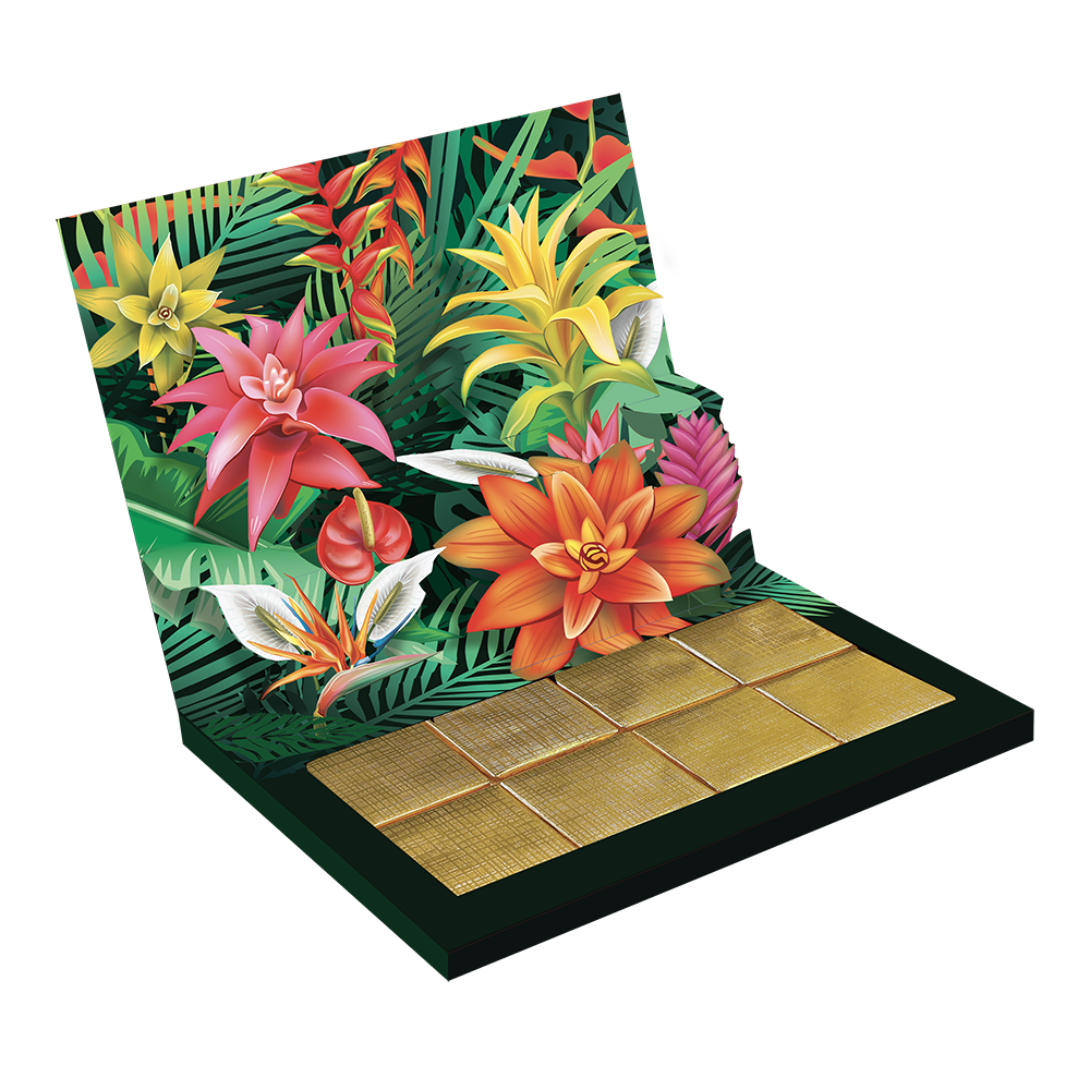 [BCB1R03H-OPFL001C015M02] chocolacards avec 8 chocolats Deliska modèle "Bouquet Exotique"