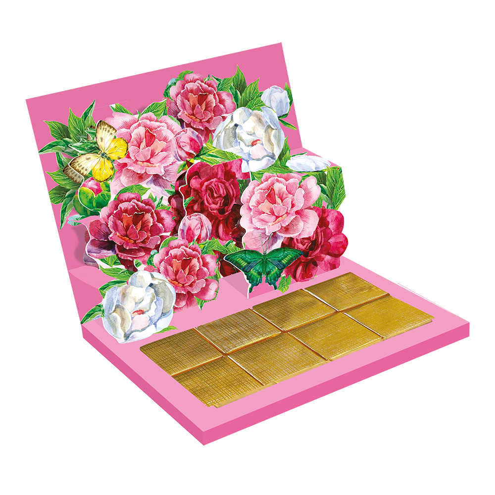 [BCB1R03H-OPFL002C015M02] chocolacards avec 8 chocolats Deliska modèle "Roses"