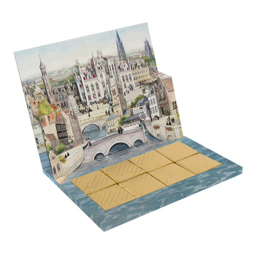 [BCB1R04H-OPTO001C002M02] Belgian praline chocolacards 3D pop up Bruges