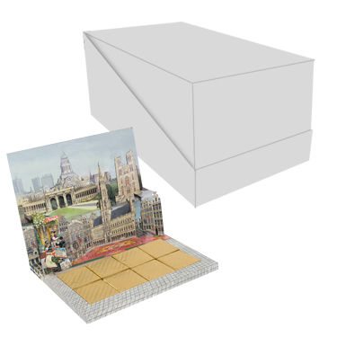 [SD030-BCB1R04H-OPTO002C002M02] Shelf Display of 30 chocolacards design "Brussels"