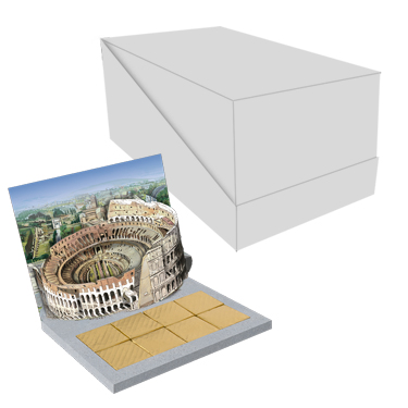 [SD030-BCB1R04H-OPTO006C002M06] Shelf Display of 30 chocolacards design "Colosseo"
